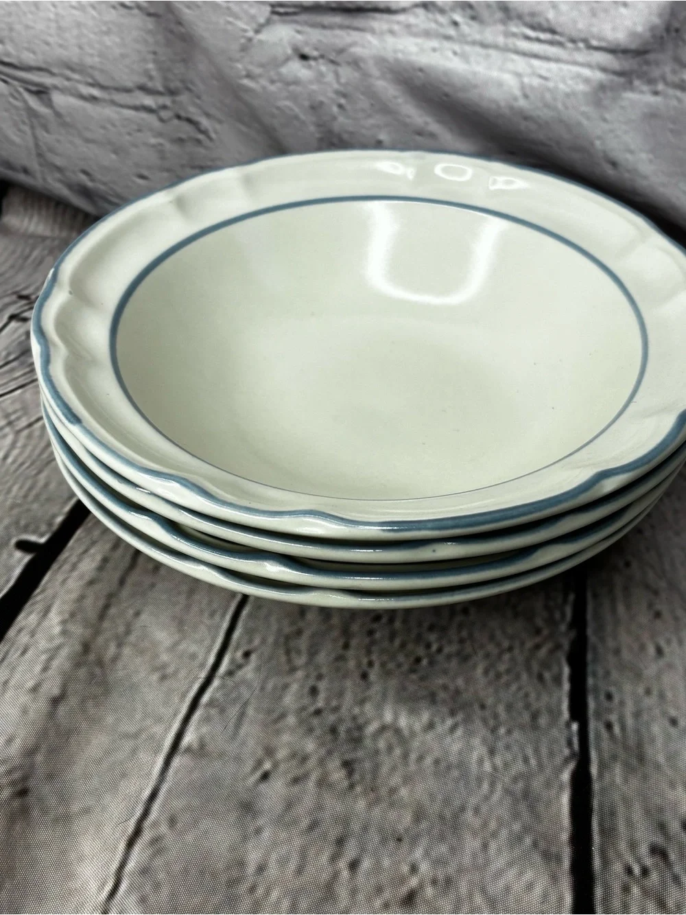 Lot of 4 VTG Cottagecore French Country Whimsy Scalloped‎ Cereal Soup Bowls GUC